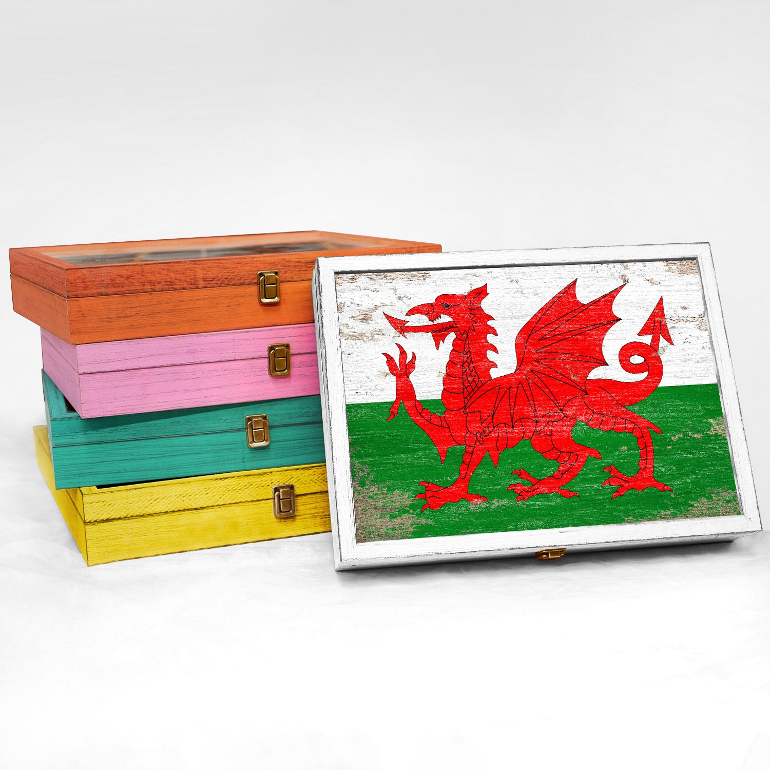 Wales Wood Flag Frame Keepsake Box