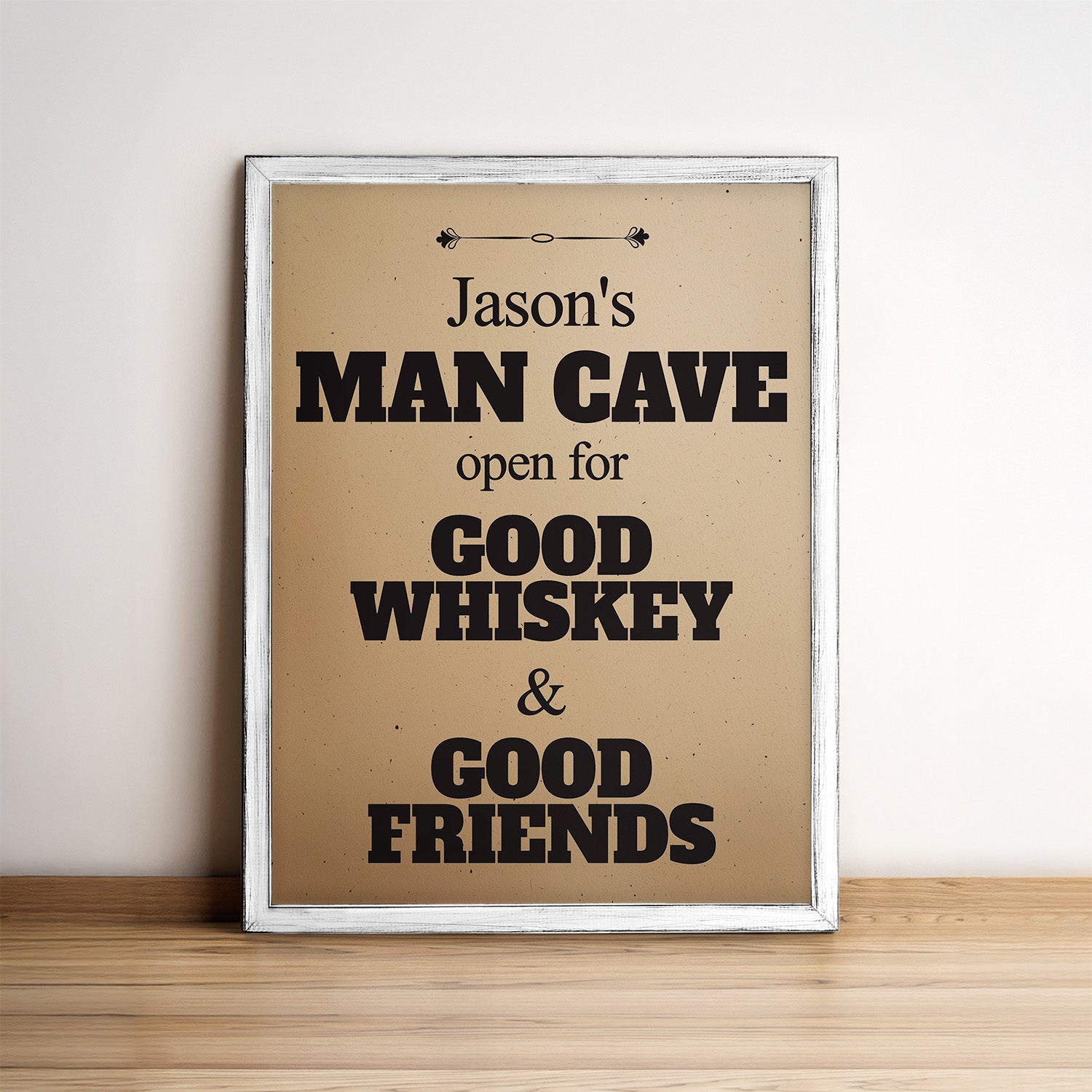 Personalized Man Cave Wood Sign Framed Wall Art