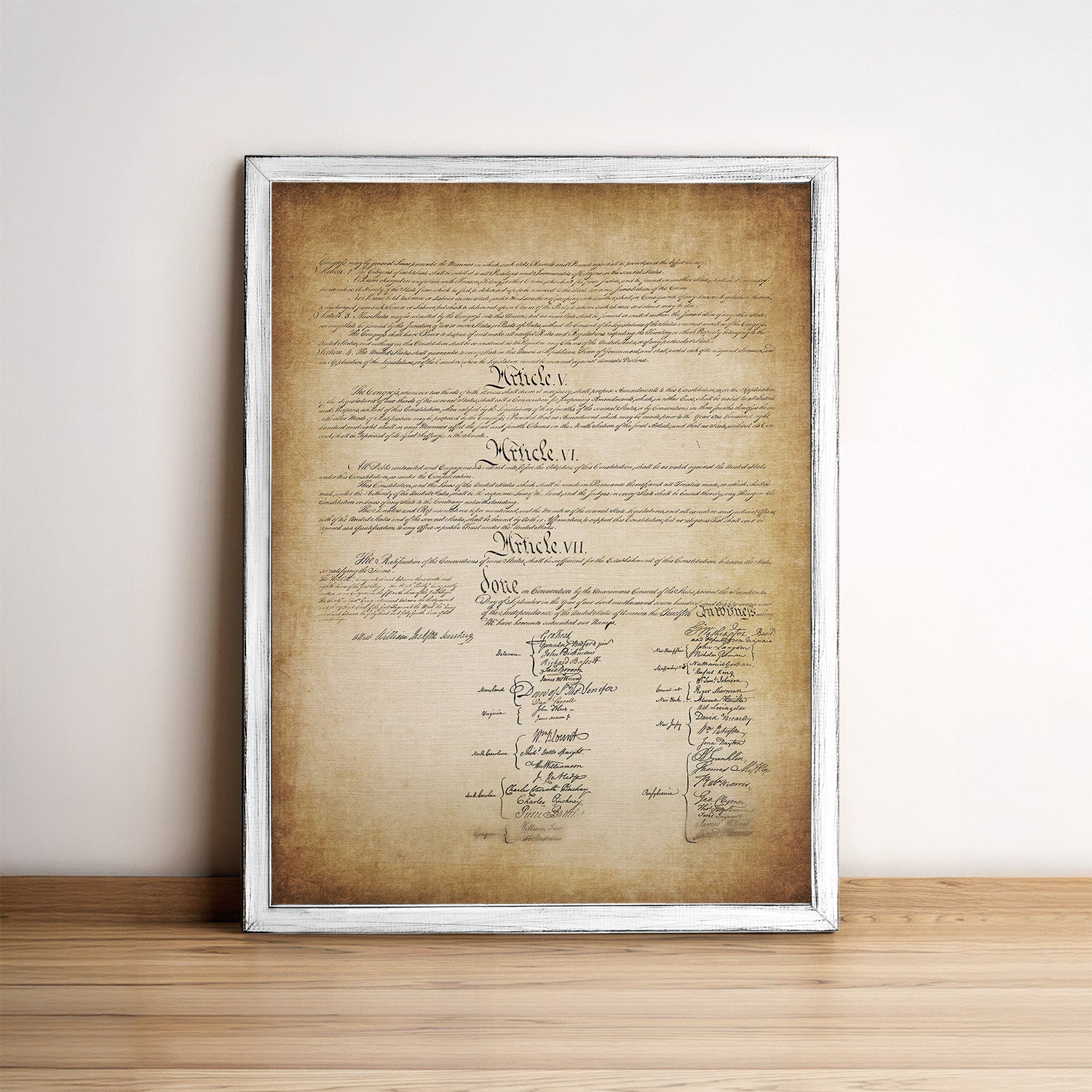 U.S. Constitution Wood Print Framed Wall Art