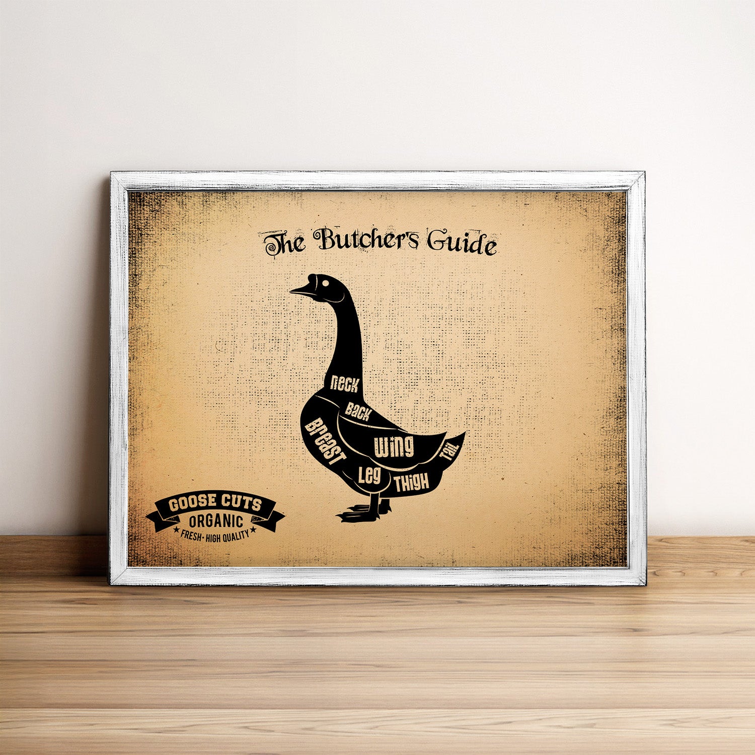 Goose Cuts Butcher Guide Wood Sign Framed Wall Art