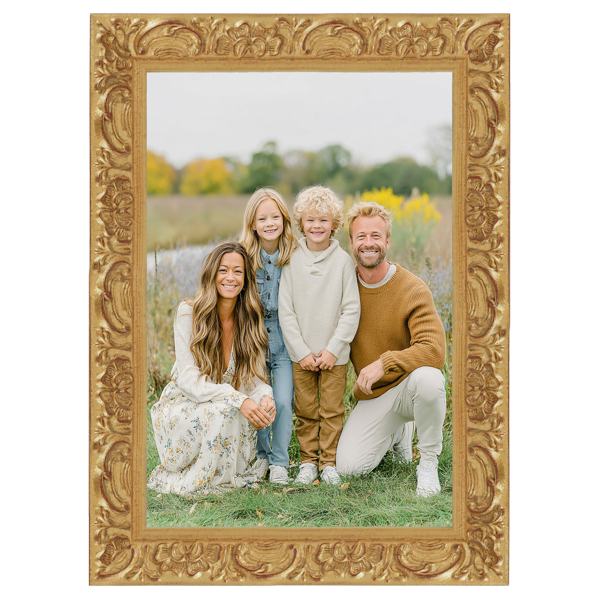 Gold Floral Leaf Ornate Wood Picture Frame