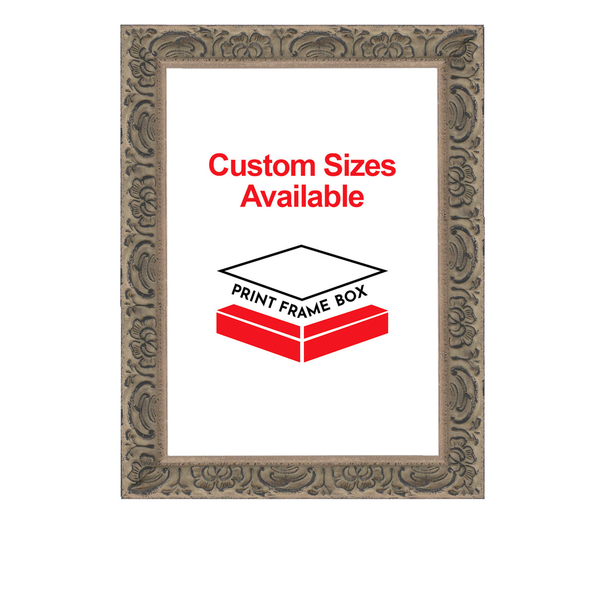 Gray Floral Leaf Ornate Wood Picture Frame