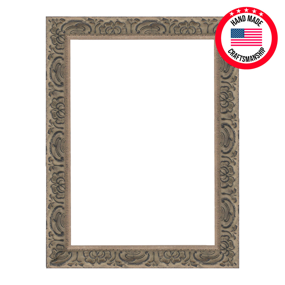 Gray Floral Leaf Ornate Wood Picture Frame
