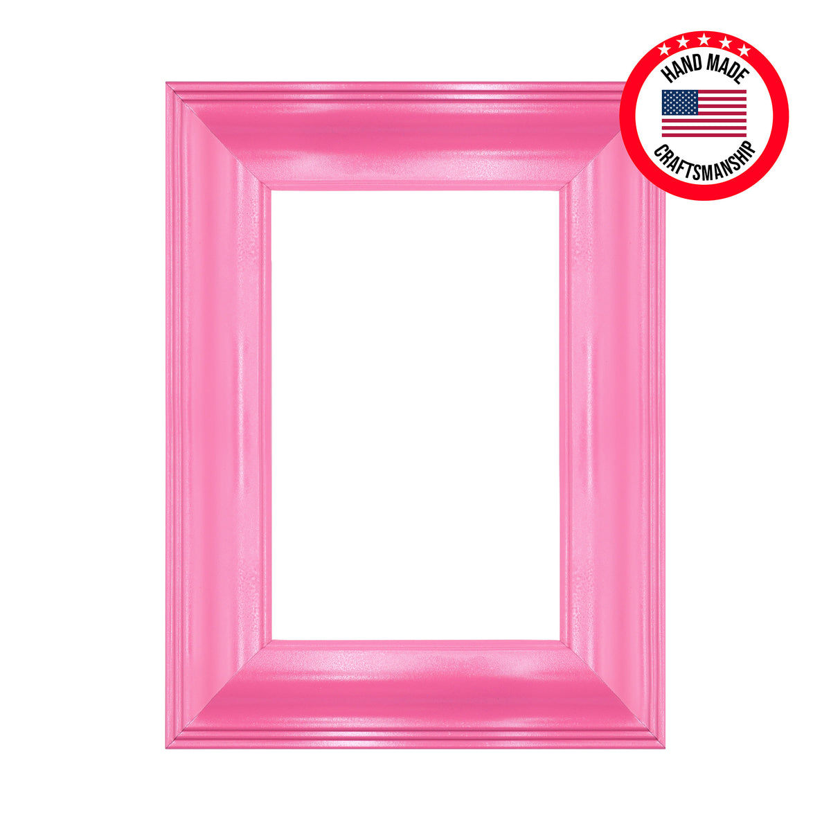 Hand Painted Pink Wide Wood Picture Frame