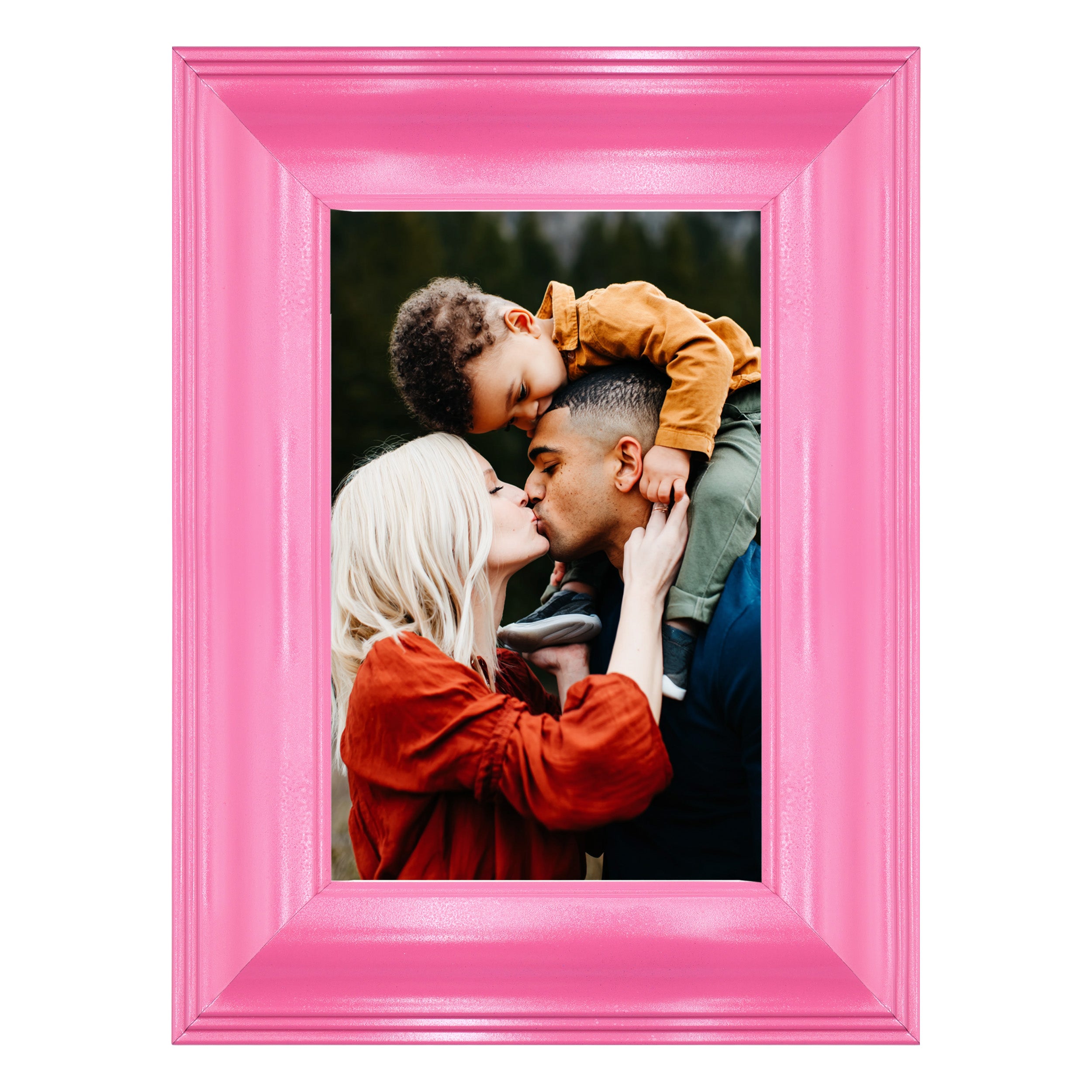 Hand Painted Pink Wide Wood Picture Frame