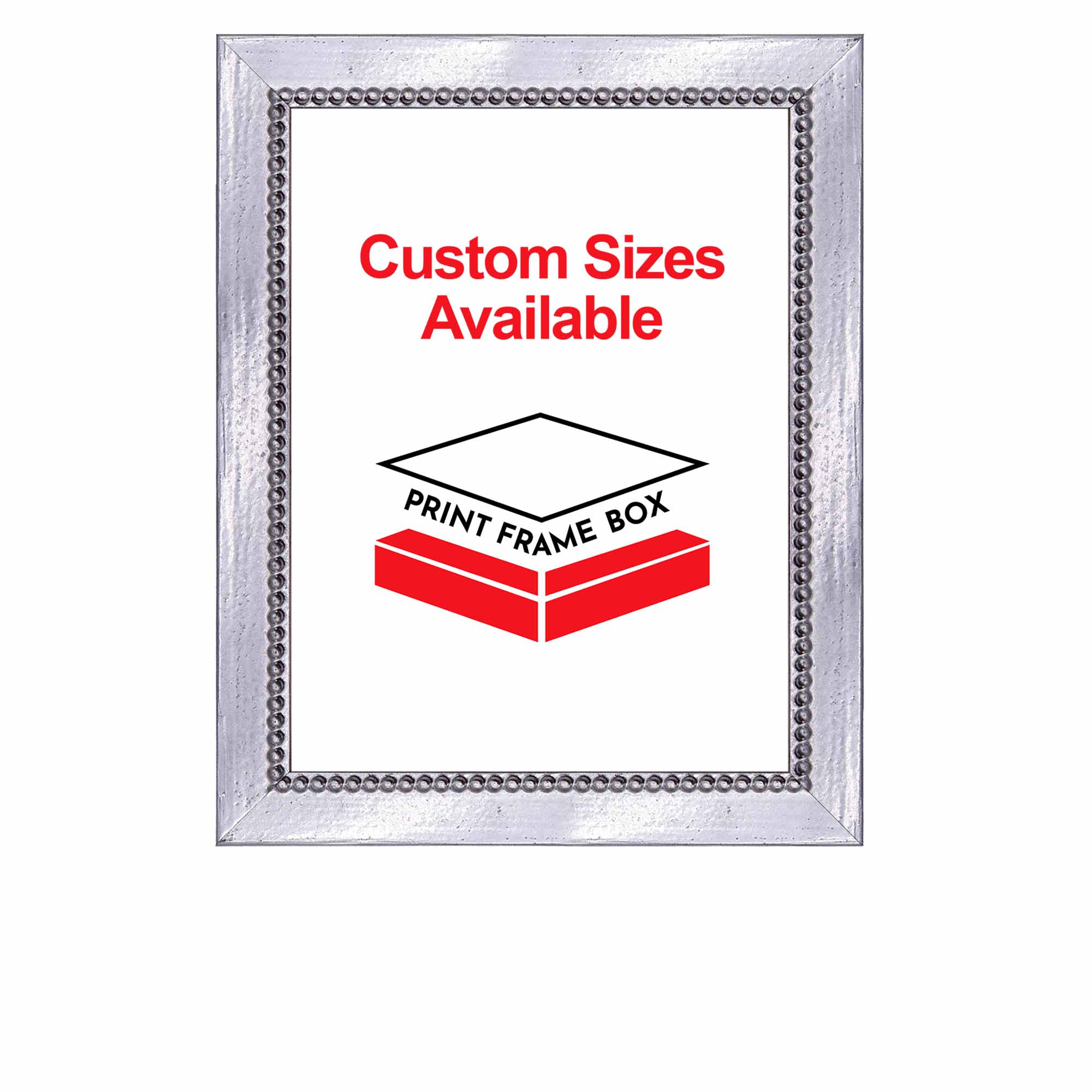 Hand Painted Metallic Silver Beaded Wood Picture Frame