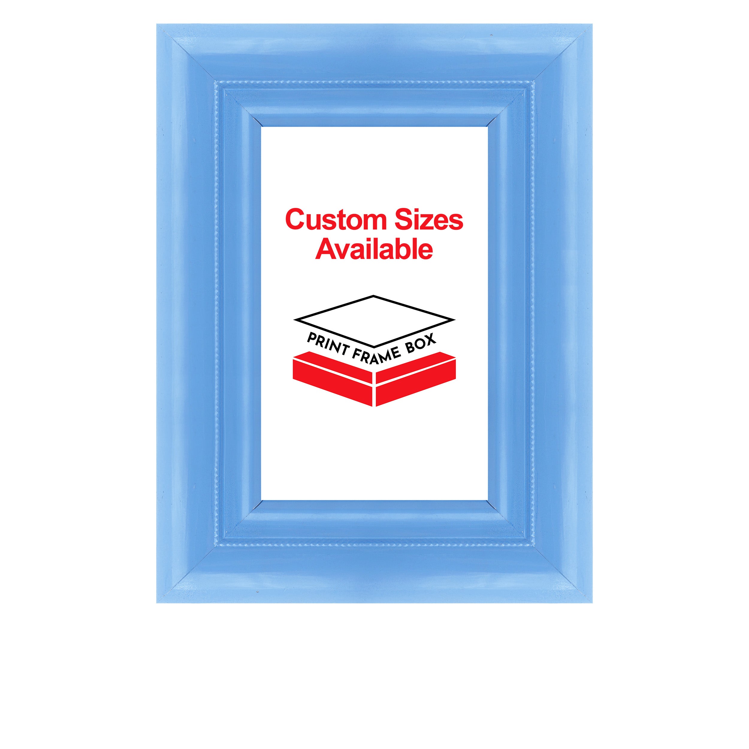 Hand Painted Light Blue Beaded 2 1/2 Wide Wood Picture Frame