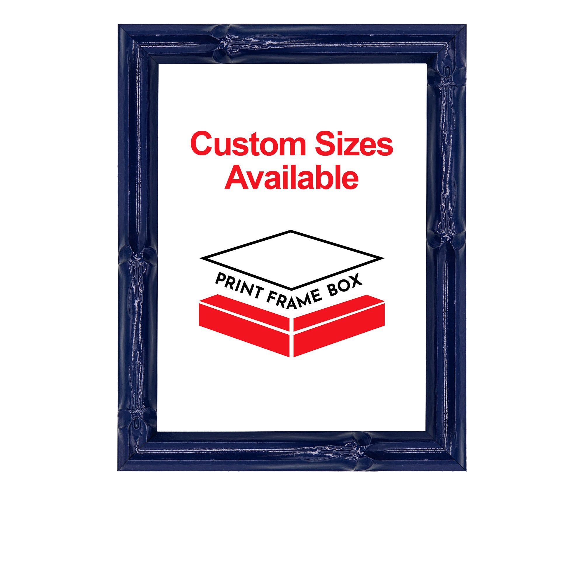 Hand Painted Navy Bamboo 1" Wide Picture Frame