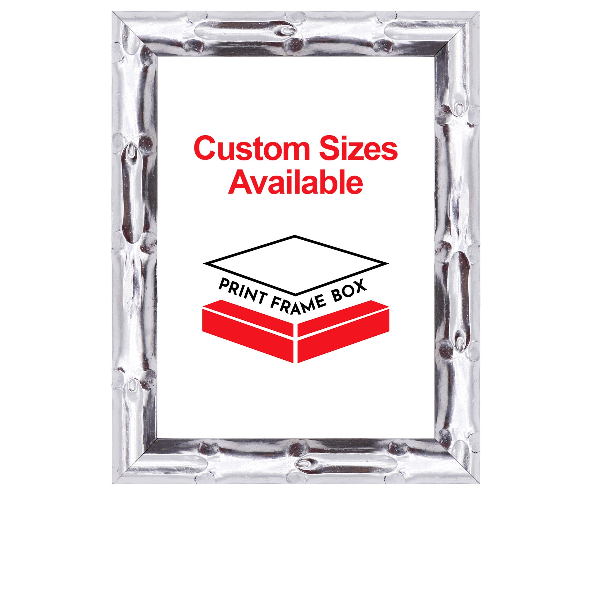 Hand Painted Metallic Silver Bamboo 1" Wide Picture Frame