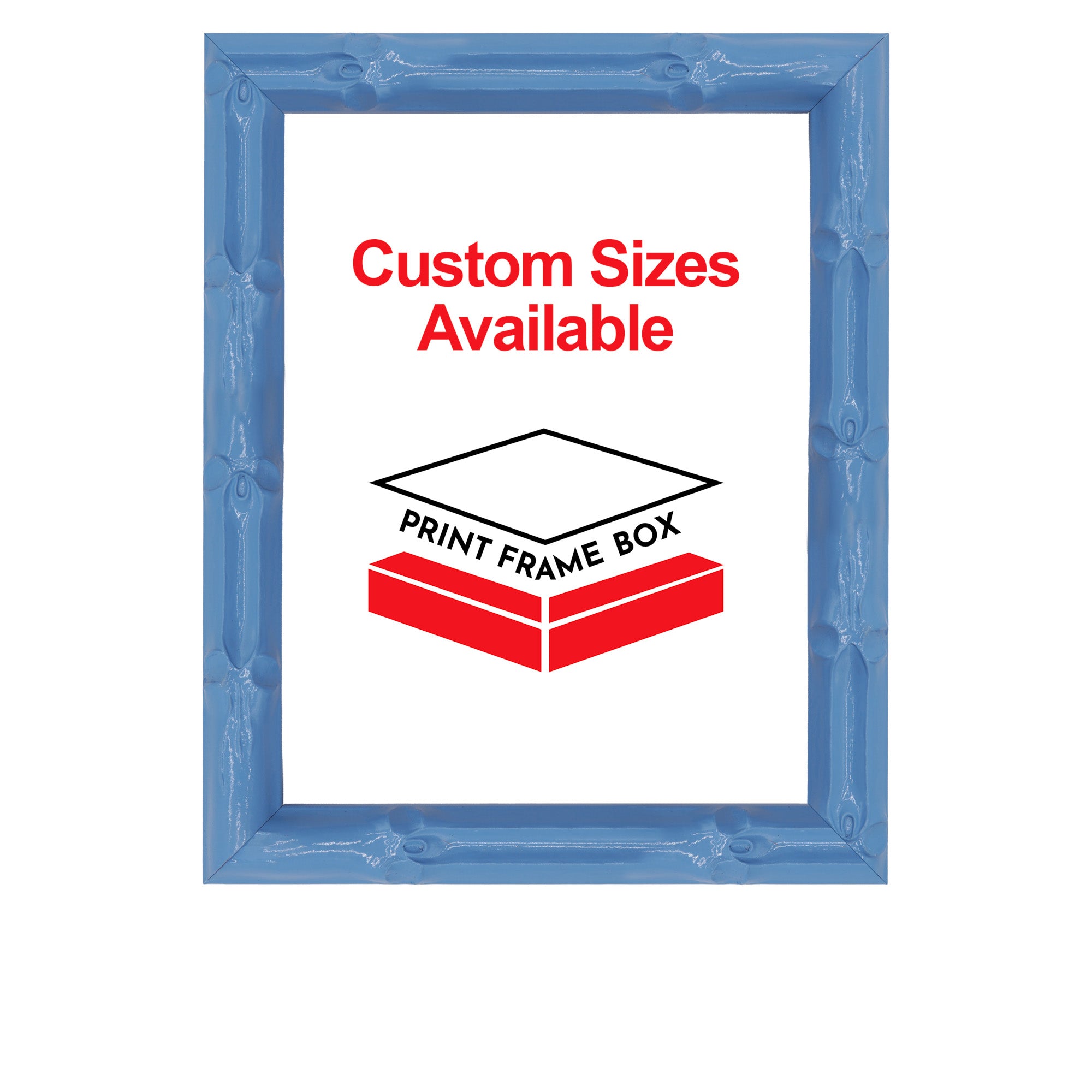 Hand Painted Light Blue Bamboo 1" Wide Picture Frame
