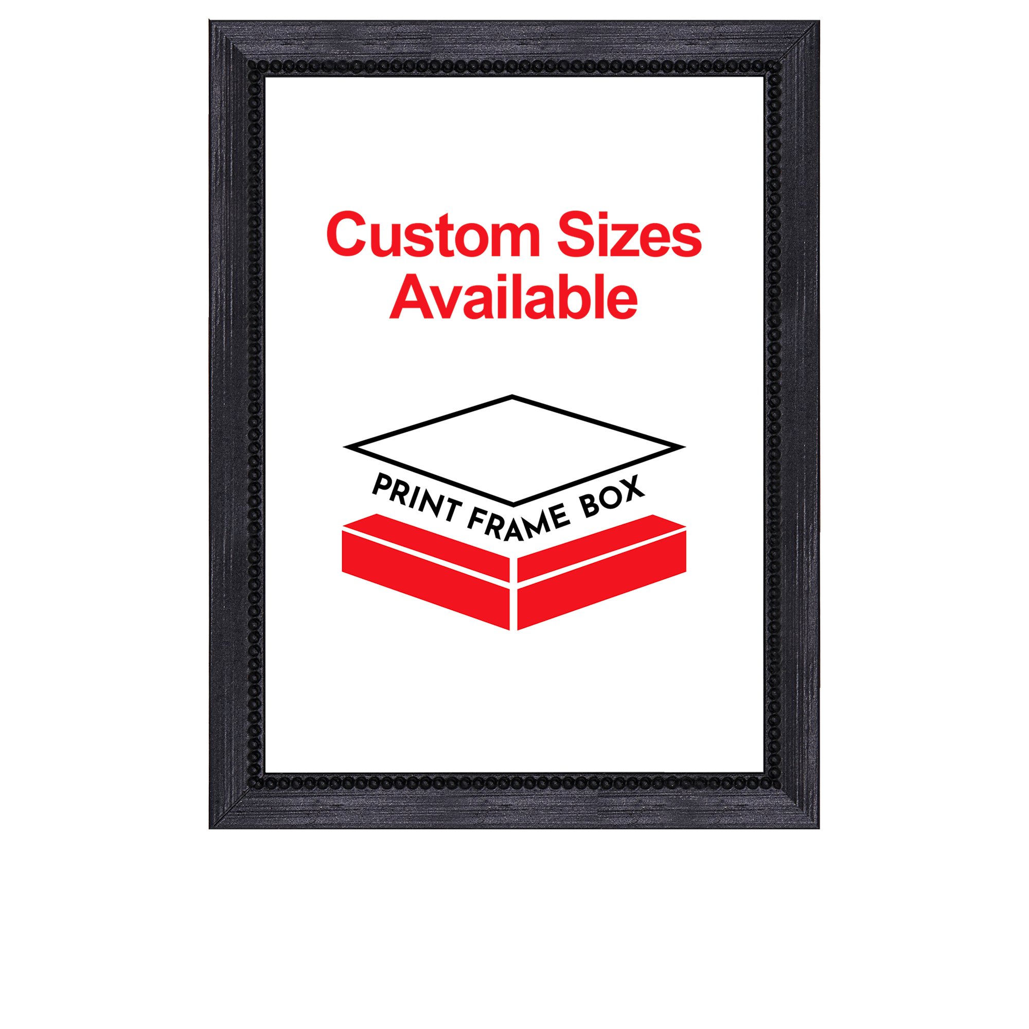 Hand Painted Black Beaded Wood Picture Frame