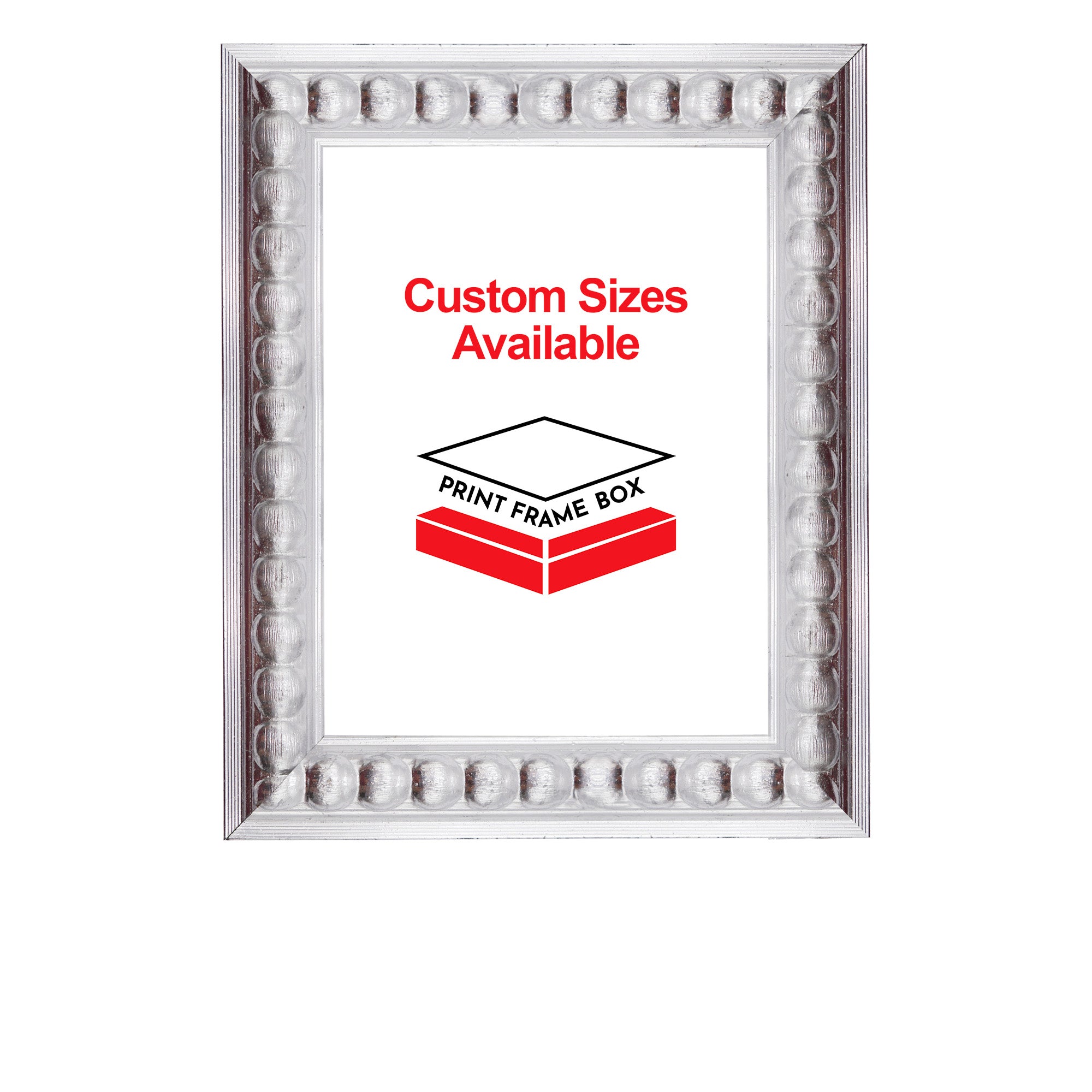 Hand Painted Metallic Silver Bead Wood Picture Frame