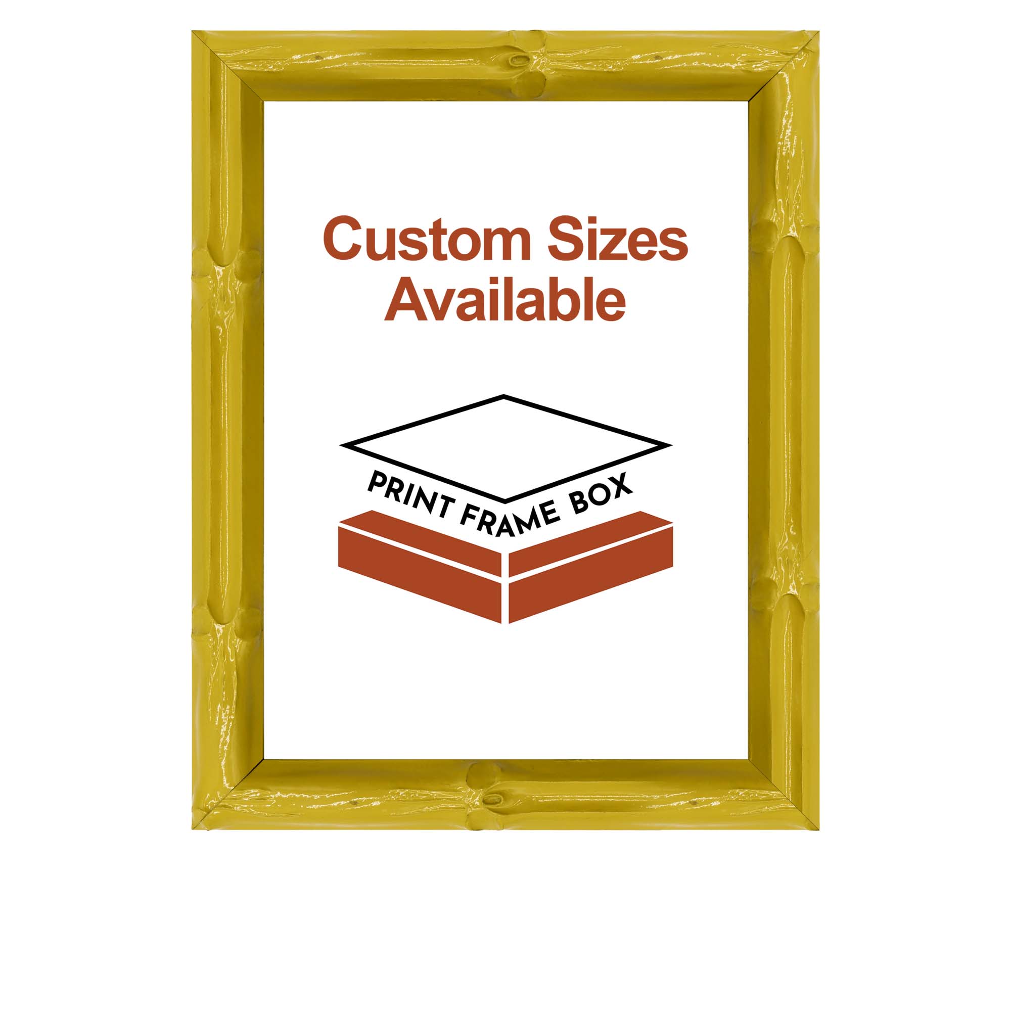 Hand Painted Yellow Bamboo 1" Wide Picture Frame