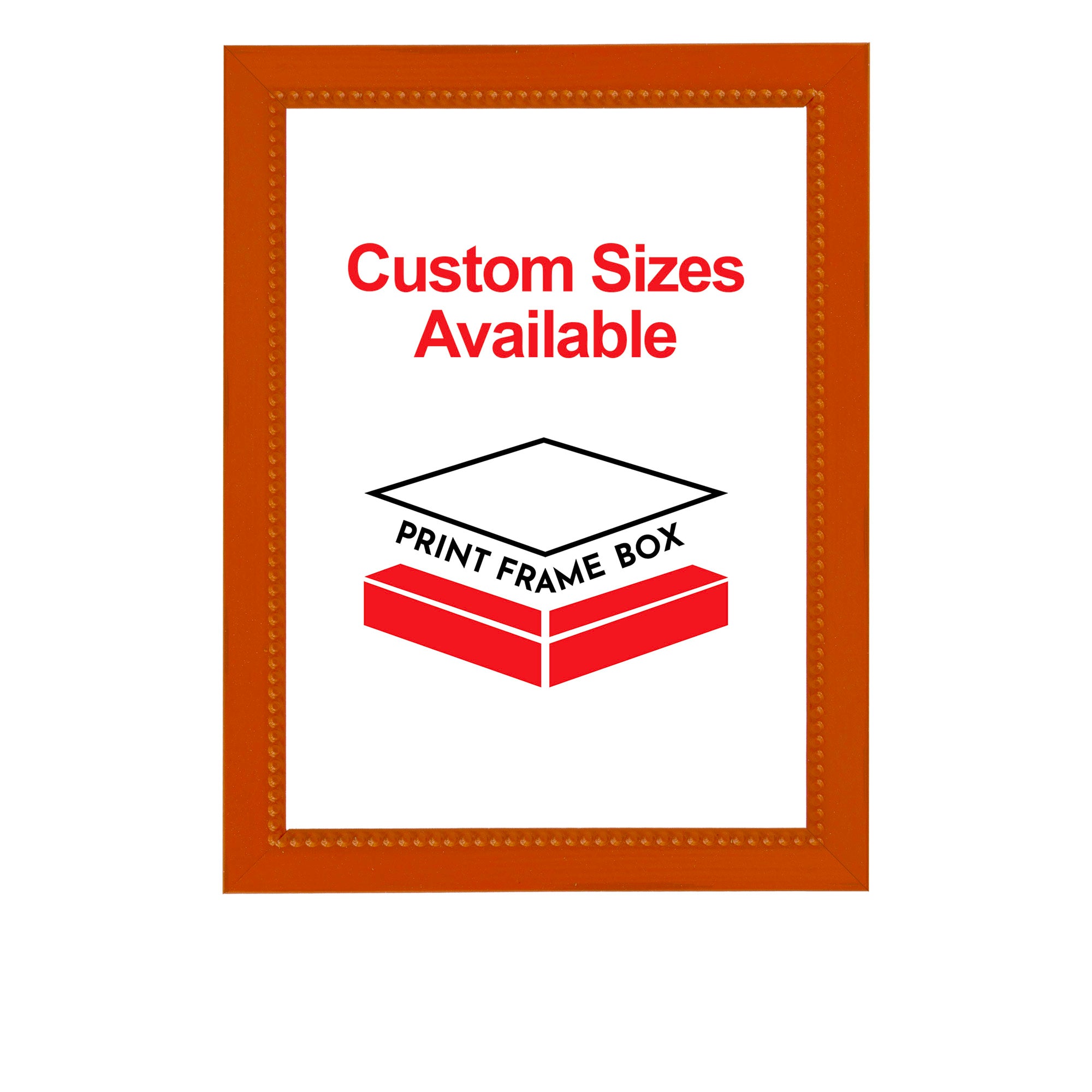 Hand Painted Orange Beaded Wood Picture Frame