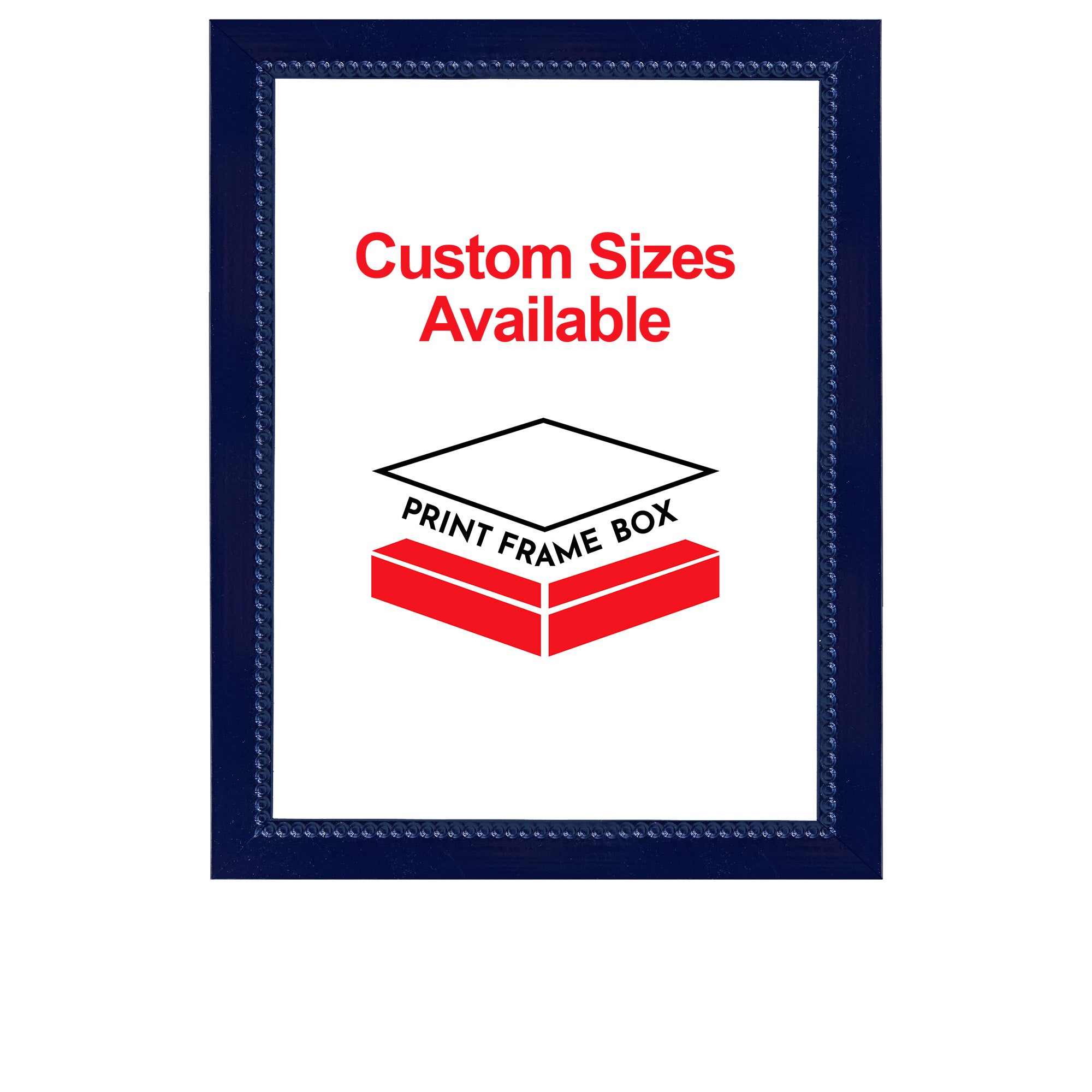 Hand Painted Navy Beaded Wood Picture Frame