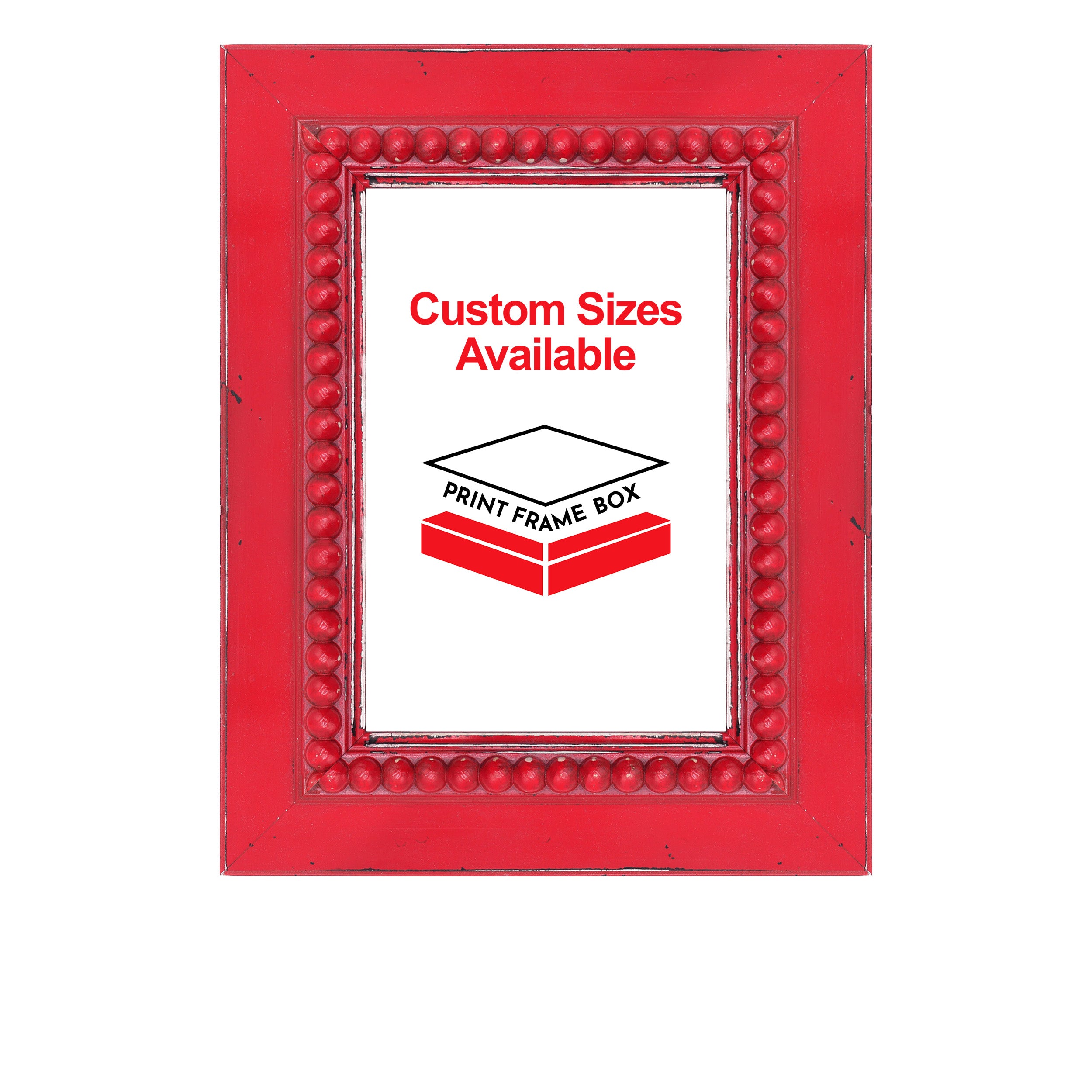 Hand Painted Red Beaded 2 1/2 Wide Wood Picture Frame