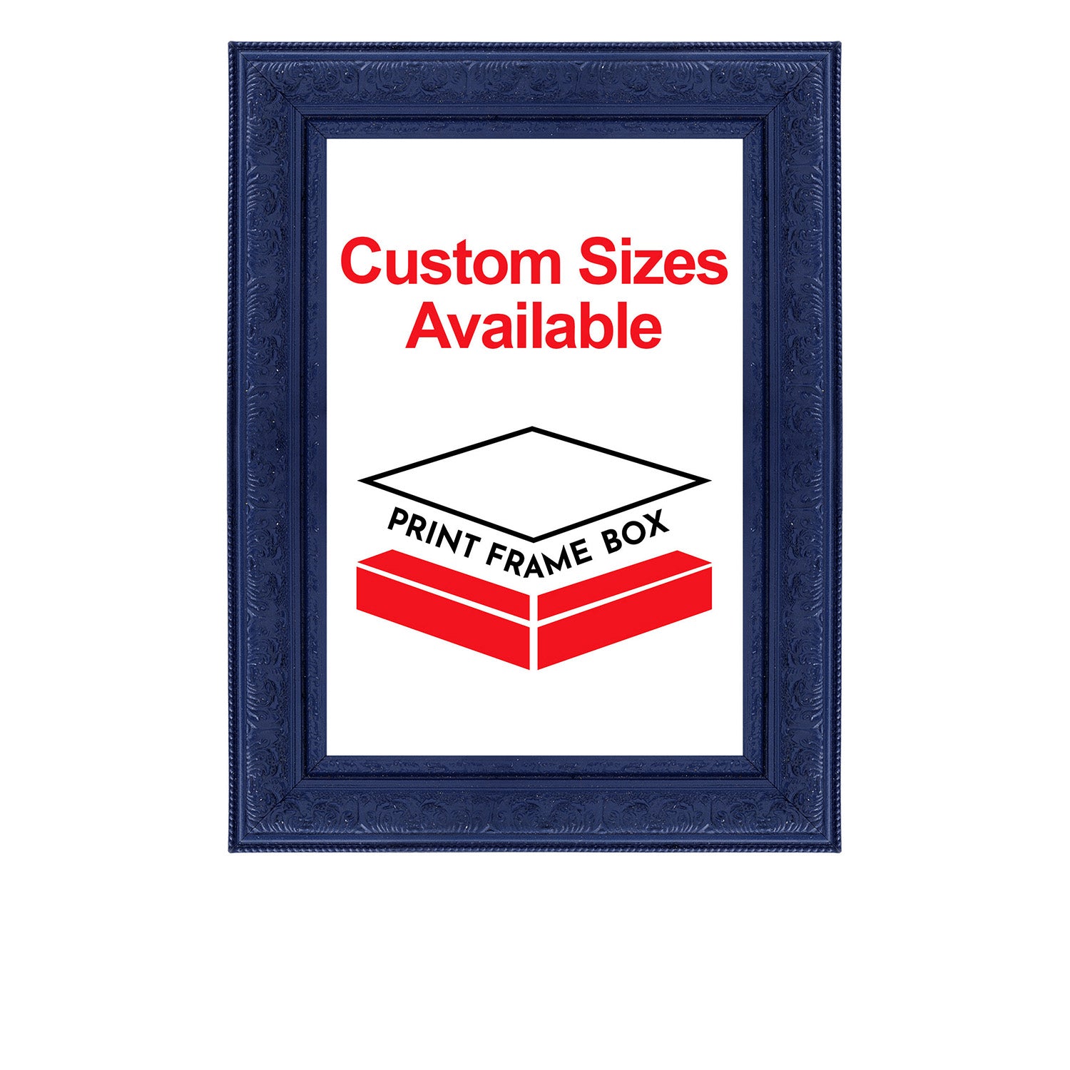 Hand Painted Navy Ornate Wood Picture Frame