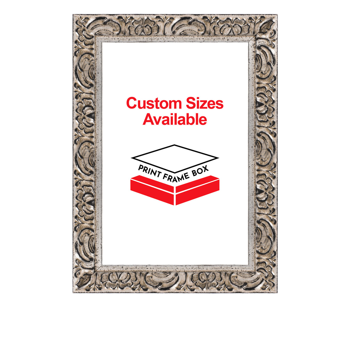 Silver Floral Leaf Ornate Wood Picture Frame