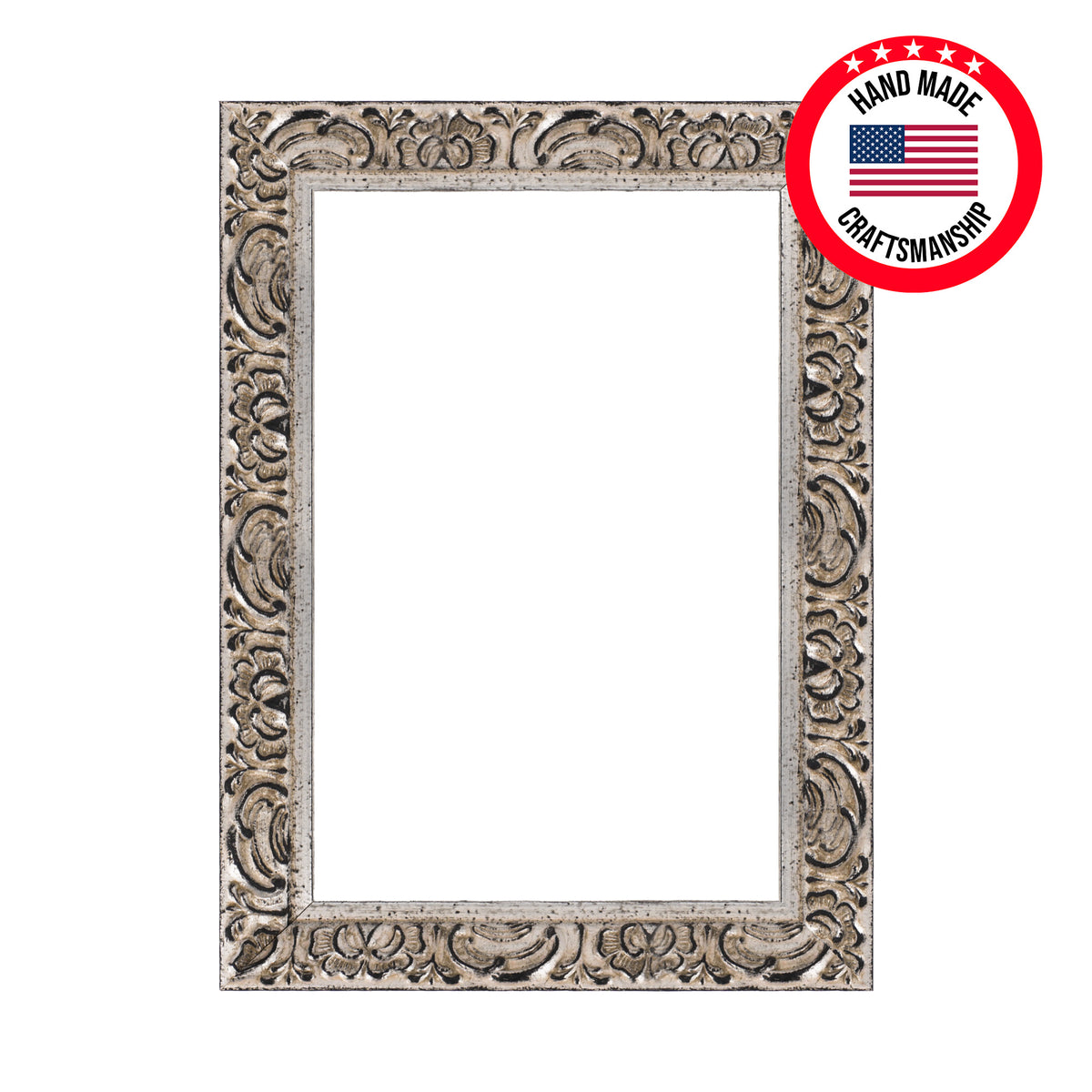 Silver Floral Leaf Ornate Wood Picture Frame